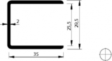 Aluminium U-Profil für 40mm GFK Sandwichplatte